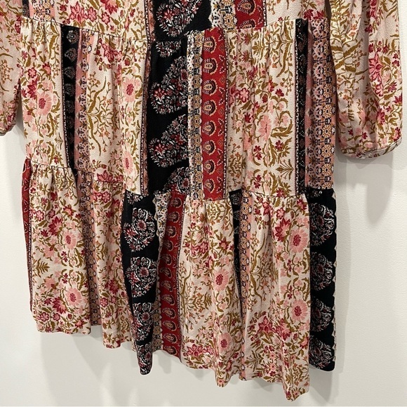 Zara Printed Floral Patchwork Long Sleeve Dress Girls 13-14 - Picture 5 of 8